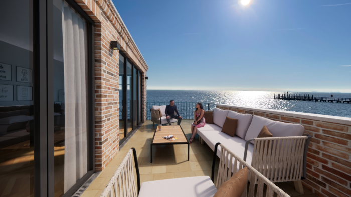 HÜS HALLIGLUK: Balkon mit Blick auf das Meer