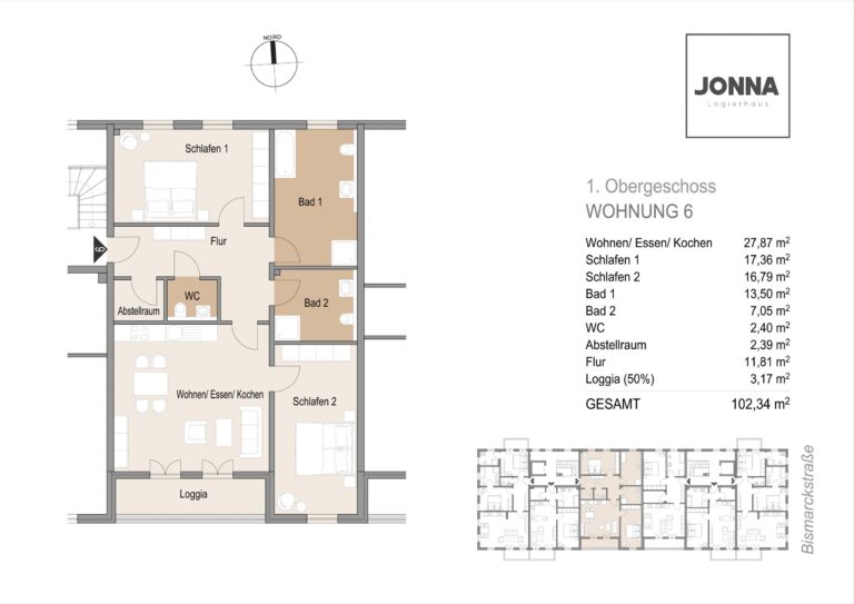 Grundriss 1. Obergeschoss Wohnung 6