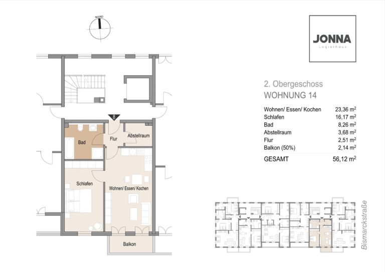 Grundriss 2. Obergeschoss Wohnung 14